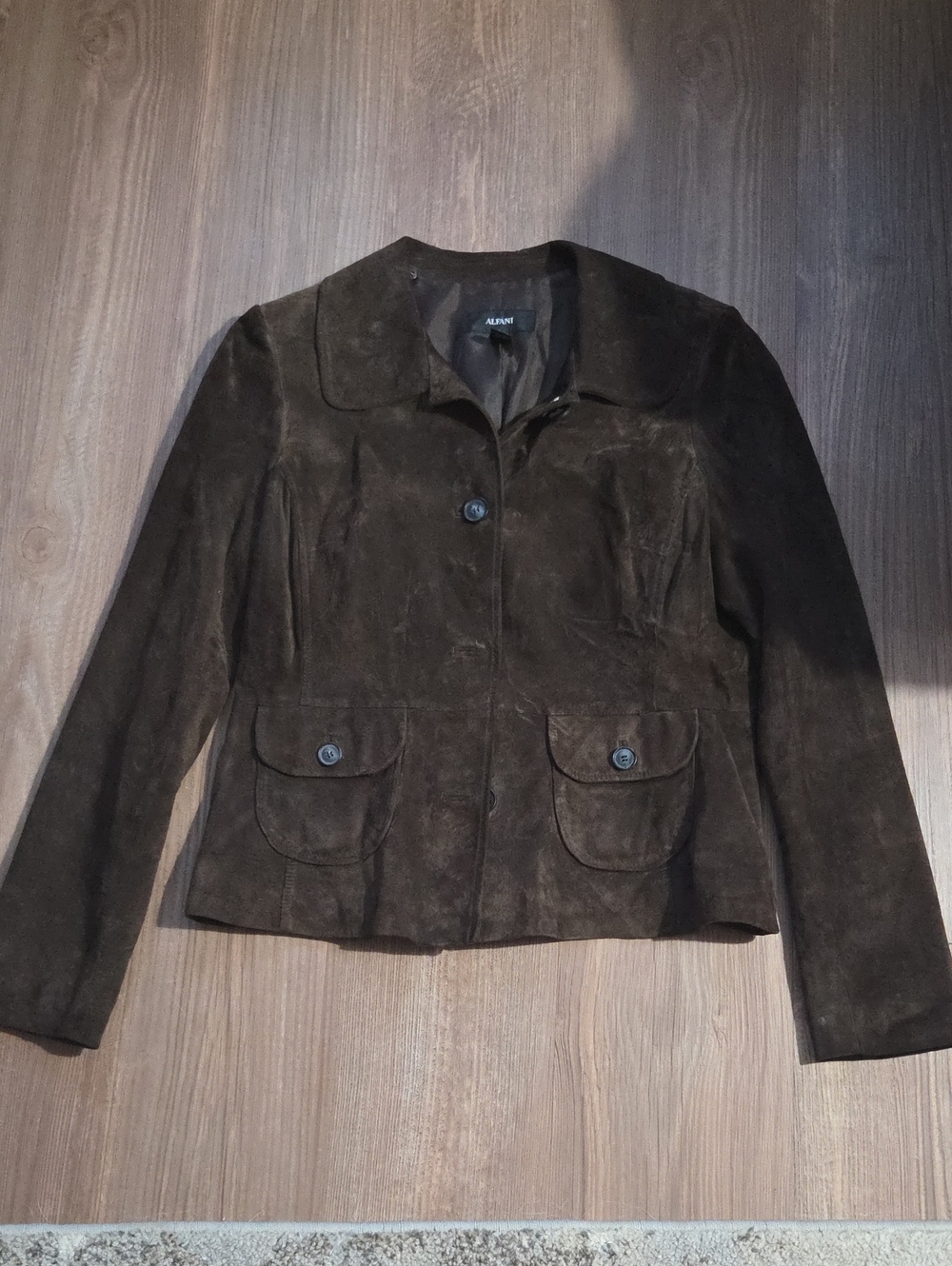 Dark Brown Suede Button-Front Jacket